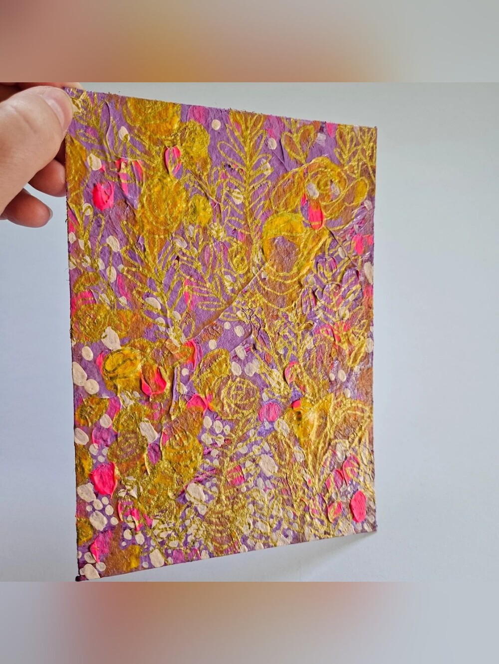 5x7 bright colorful flower abstract painting spring rose textured Valentine's